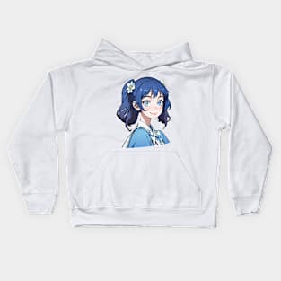 Cute happy anime girl in summer series Kids Hoodie